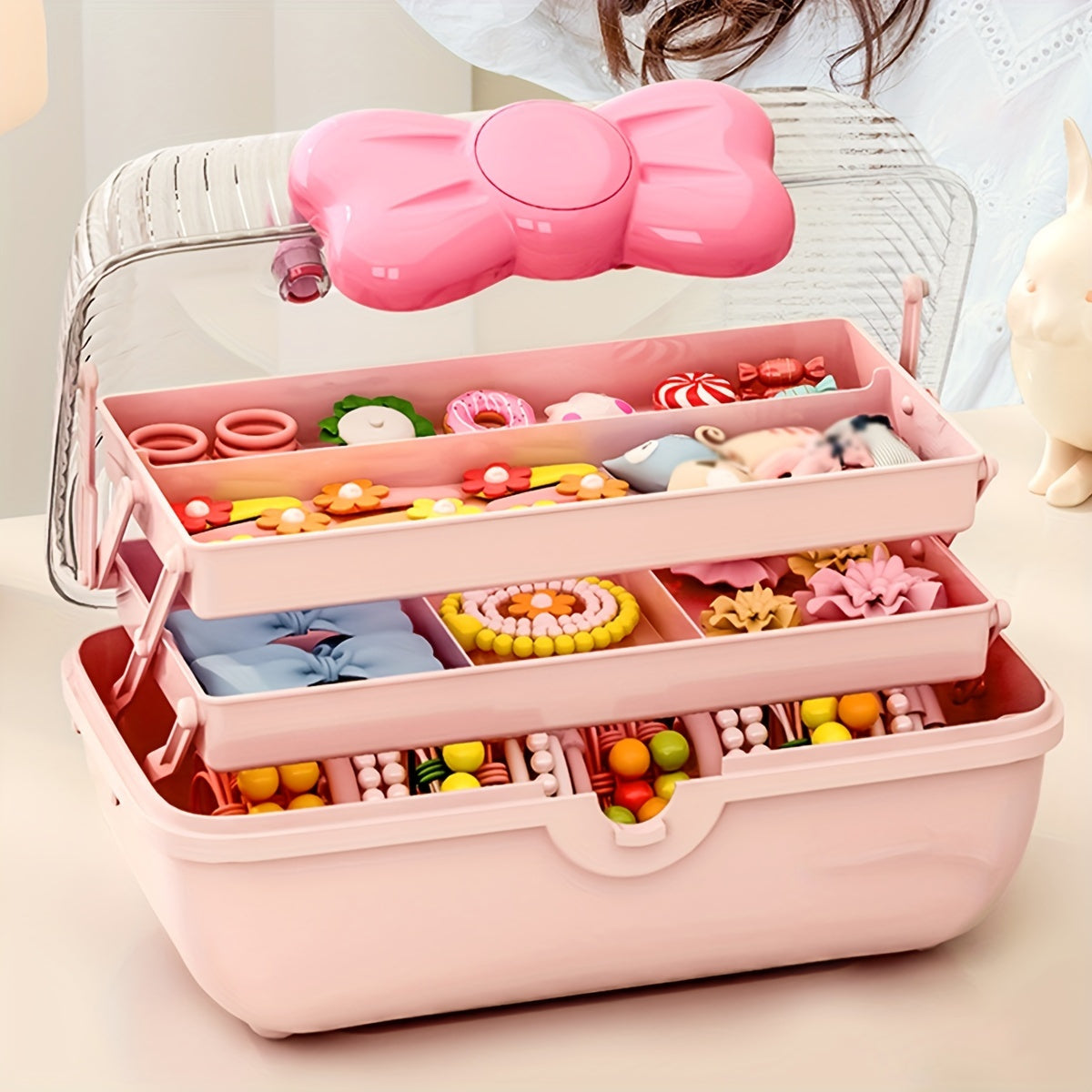 Multi-Layer Jewelry & Toy Storage Box with Cute Bow 🎀