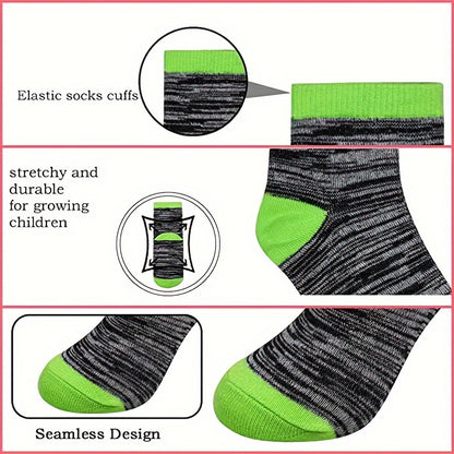 10 Pairs Boys' Warm Knit Socks - Soft, Breathable, Sweat-Absorbing Crew Socks for Fall & Winter"