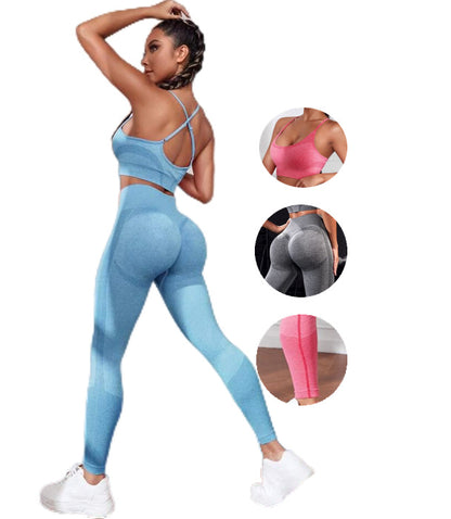 2 Pieces Suit Women's Yoga Clothing Top Outdoor Sports High Waist Hip Lift Trousers