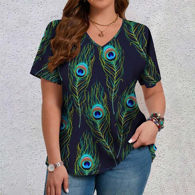 Peacock Open Screen 3D Print T-Shirt | Retro European-American Style