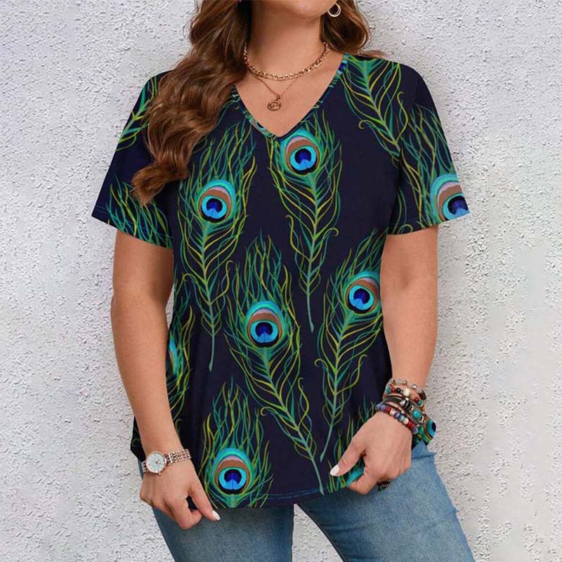 Peacock Open Screen 3D Print T-Shirt | Retro European-American Style