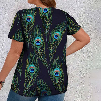 Peacock Open Screen 3D Print T-Shirt | Retro European-American Style