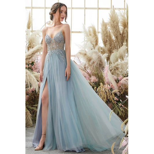 Ladies Sky Blue Suspenders Long Dress – Elegant & Versatile🌸