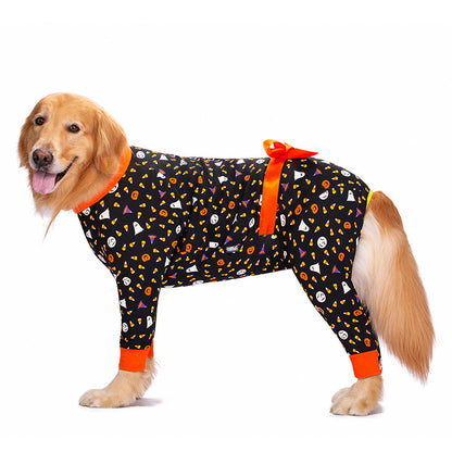 Anti-Fur Four-Legged Pajamas for Big Dogs | Stylish Bow Pet Clothing"