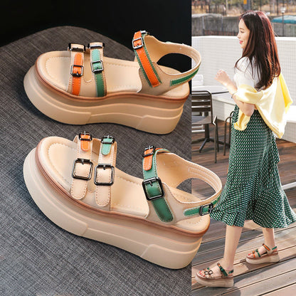 Colorful Color Matching Trendy Women's Summer Platform Sandals