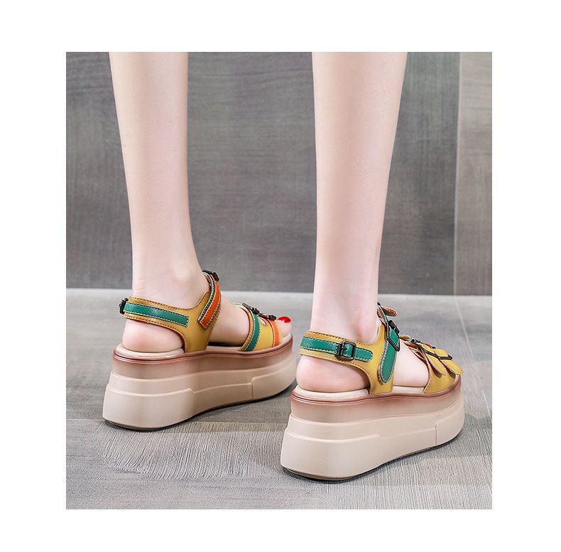 Colorful Color Matching Trendy Women's Summer Platform Sandals