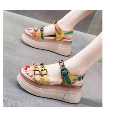 Colorful Color Matching Trendy Women's Summer Platform Sandals