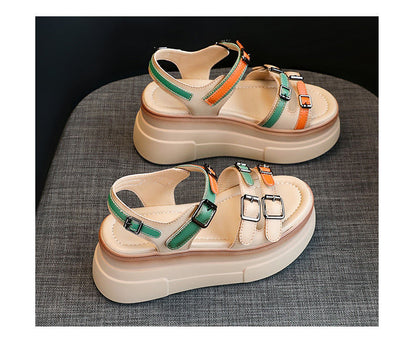 Colorful Color Matching Trendy Women's Summer Platform Sandals