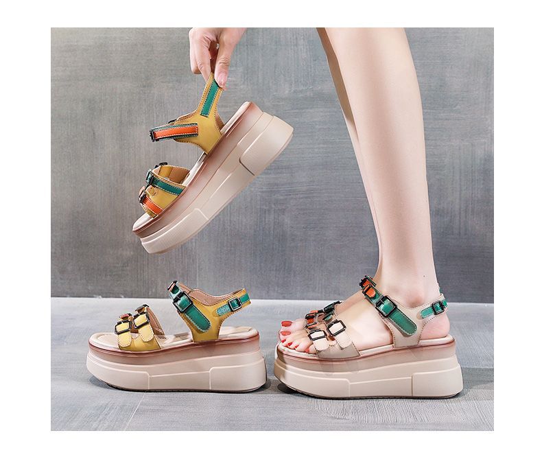 Colorful Color Matching Trendy Women's Summer Platform Sandals