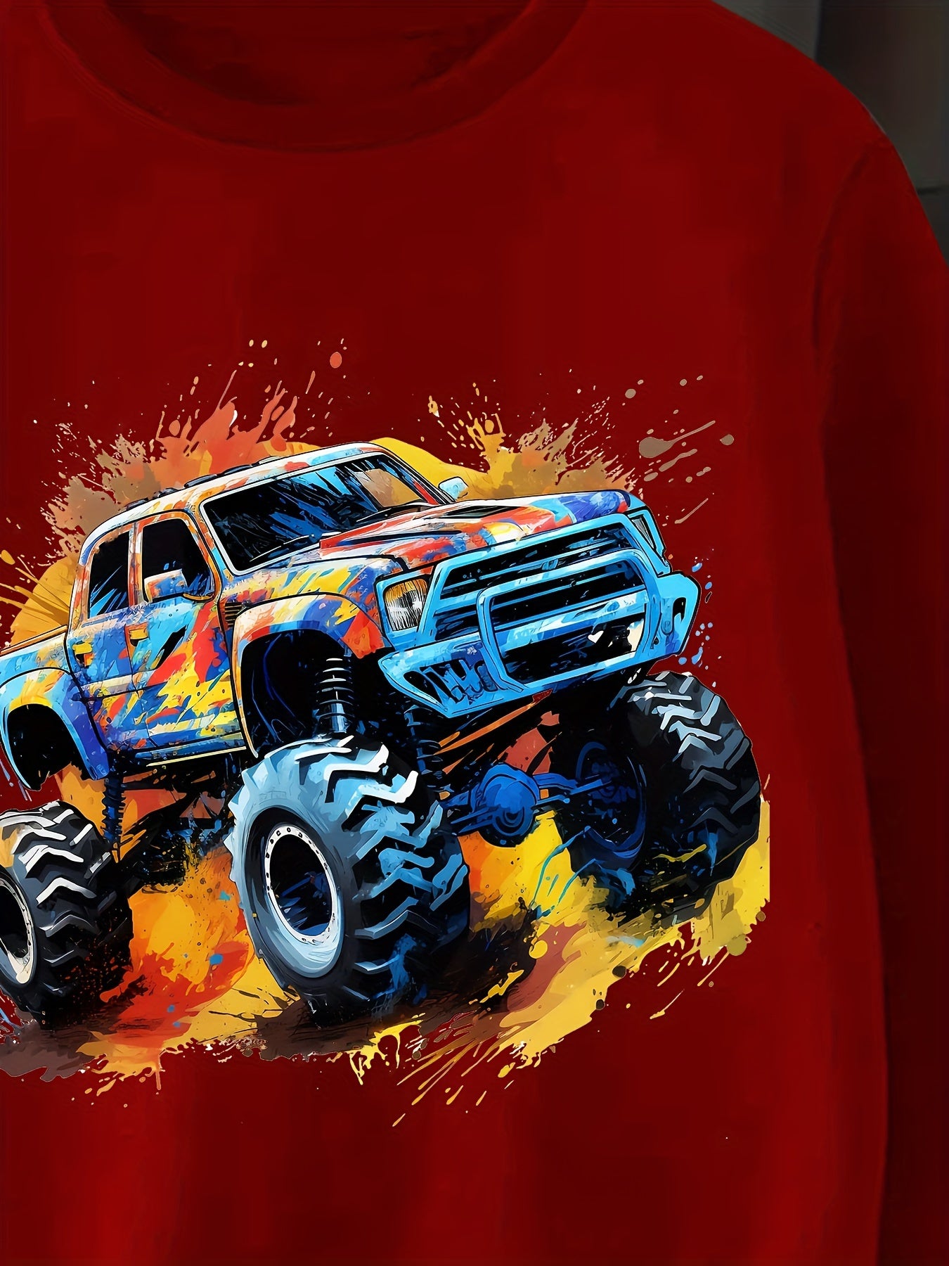 Boys’ 4-Pack Off-Road Truck Sweatshirts – Cool & Lightweight for Spring and Fall”