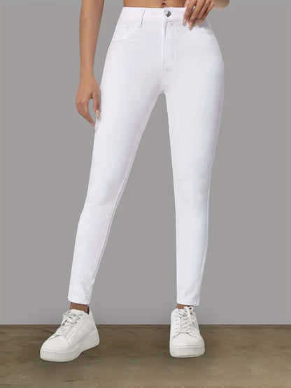 Women's Elegant White Stretch Skinny Jeans - Ultimate Comfort & Style