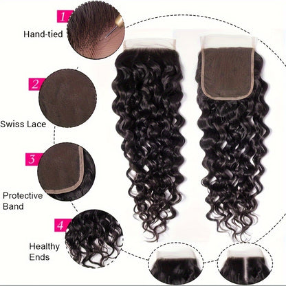 Human Hair Bundles Brazilian Water Wave Bundles Wet and Wavy Hair Weave Weft Remy Hair with Closure