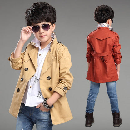 Boys’ Mid-Length Trendy Casual Trench Coat – Stylish & Cozy Spring Essential