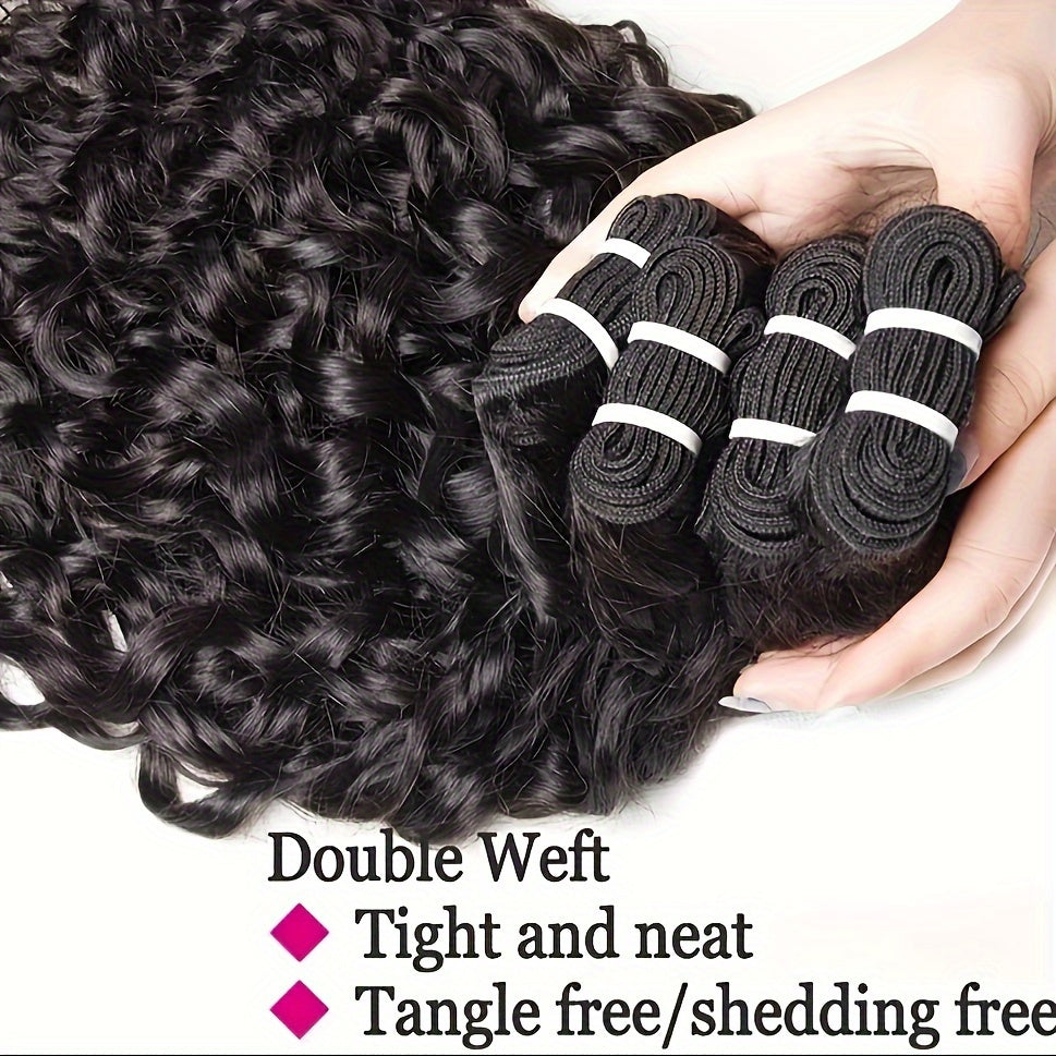 Human Hair Bundles Brazilian Water Wave Bundles Wet and Wavy Hair Weave Weft Remy Hair with Closure