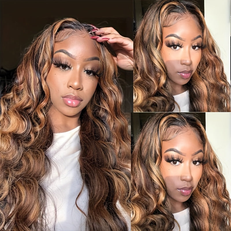 Highlight 4x4 Lace Front Wig |  Honey Blonde Body Wave Human Hair Wig | 150% Density