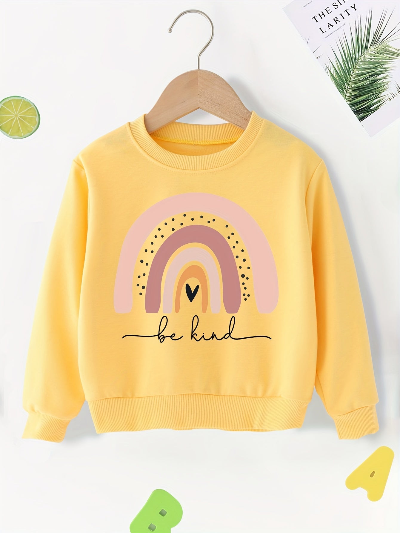 Casual, Cute Pullover Sweatshirt for Girls with "Be Kind" Rainbow Print**