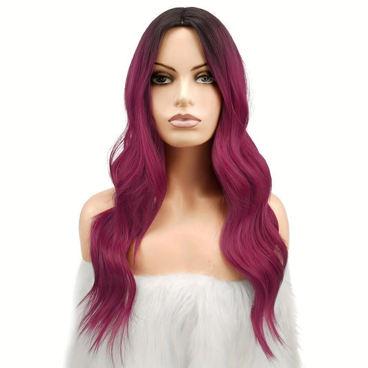 Long Wavy Wine Red Synthetic Wig for Women – Daily Wear & Party-Ready