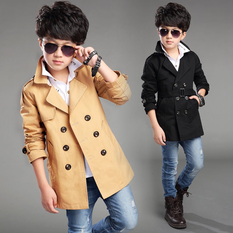 Boys’ Mid-Length Trendy Casual Trench Coat – Stylish & Cozy Spring Essential