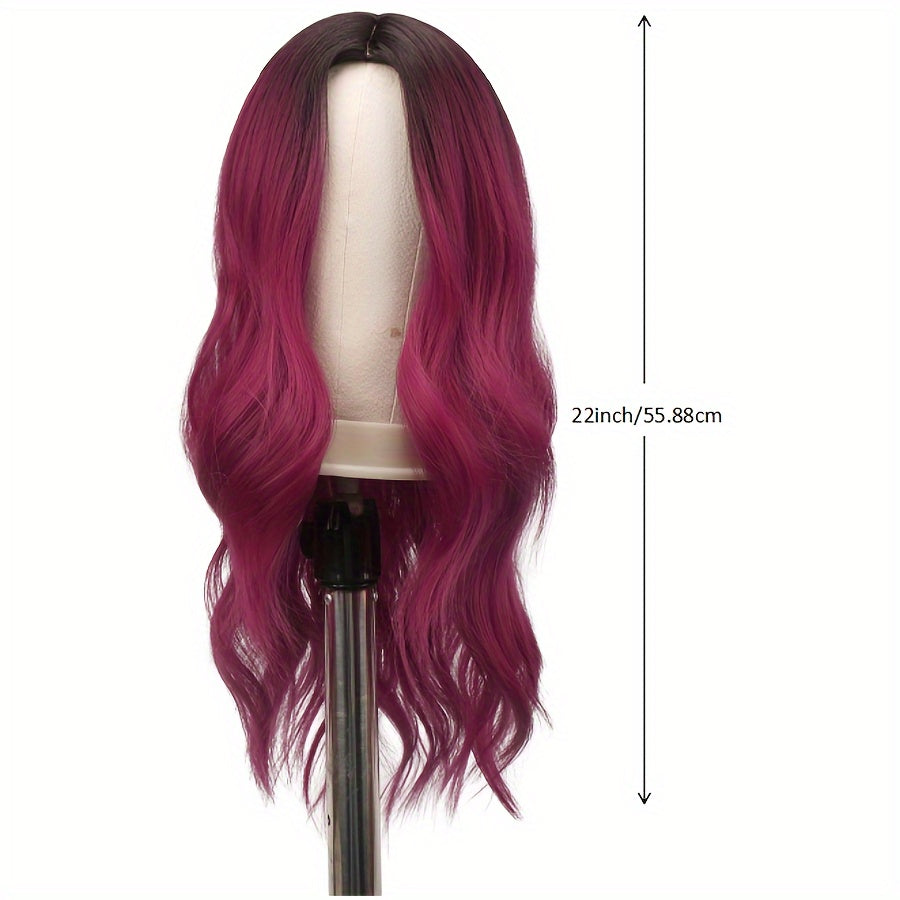 Long Wavy Wine Red Synthetic Wig for Women – Daily Wear & Party-Ready