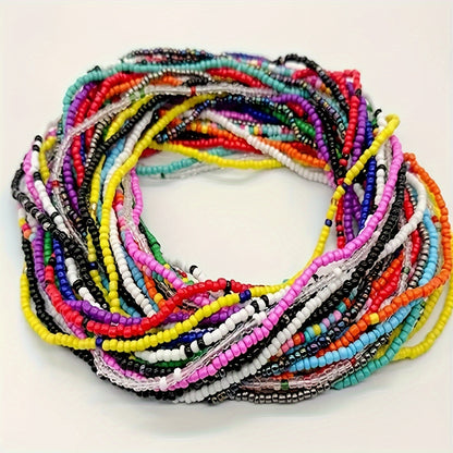 10-Piece Colorful Rice Beads Waist Chain Set