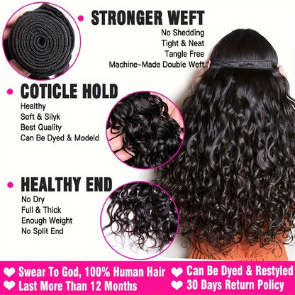 Human Hair Bundles Brazilian Water Wave Bundles Wet and Wavy Hair Weave Weft Remy Hair with Closure