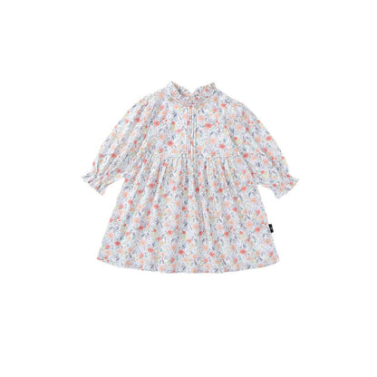 Girls’ Floral Cotton Dress | Vintage Puff Sleeve Charm