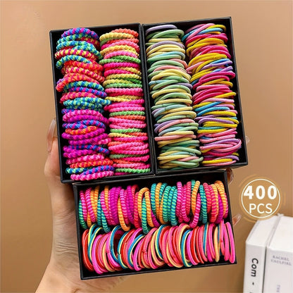 400-Piece Candy-Colored Elastic Hair Ties for Girls – Bright, Gentle, and Durable🍭