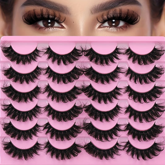 12 Pairs 5D Faux Mink False Eyelashes – 18mm Fox Eye, Fluffy & Curling Volume Lashess