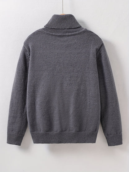 Cozy Boys Turtleneck Sweater – Warm Knit Pullover with Classic Cable Design for Winter"