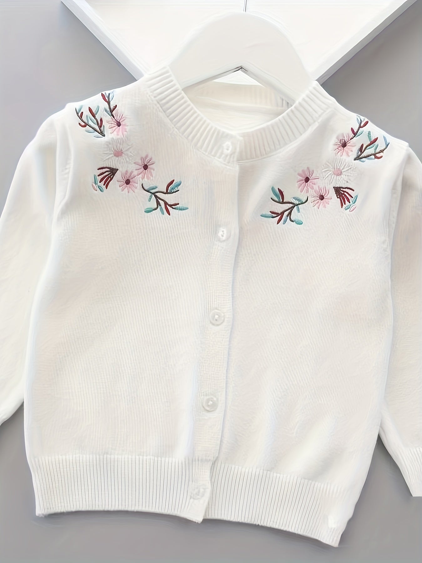 Girls’ Embroidered Cardigan | Stylish Thin Sweater for Spring & Autumn