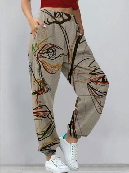 Women's Harem Pants Print Yoga Sports Trousers With Pockets