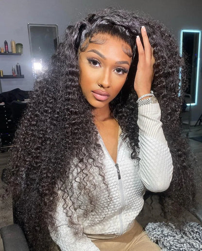 300% Deep Wave Frontal Wig 13x6 HD Lace Frontal Wigs For Women Brazilian Water Wave 13x4 HD Curly Lace Front Human Hair Wig