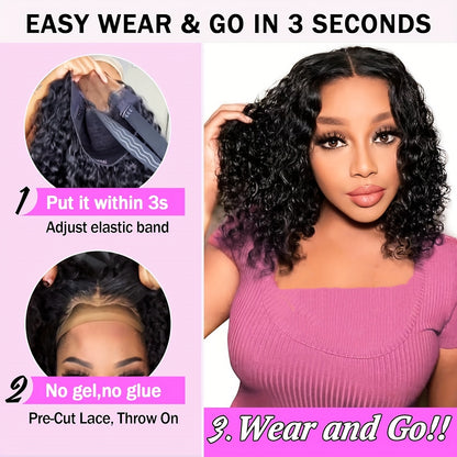 100% RAEL Human Hair 4x4  Lace Front GLUELESS WIGs with Easy Wear Glueless Bob Wig