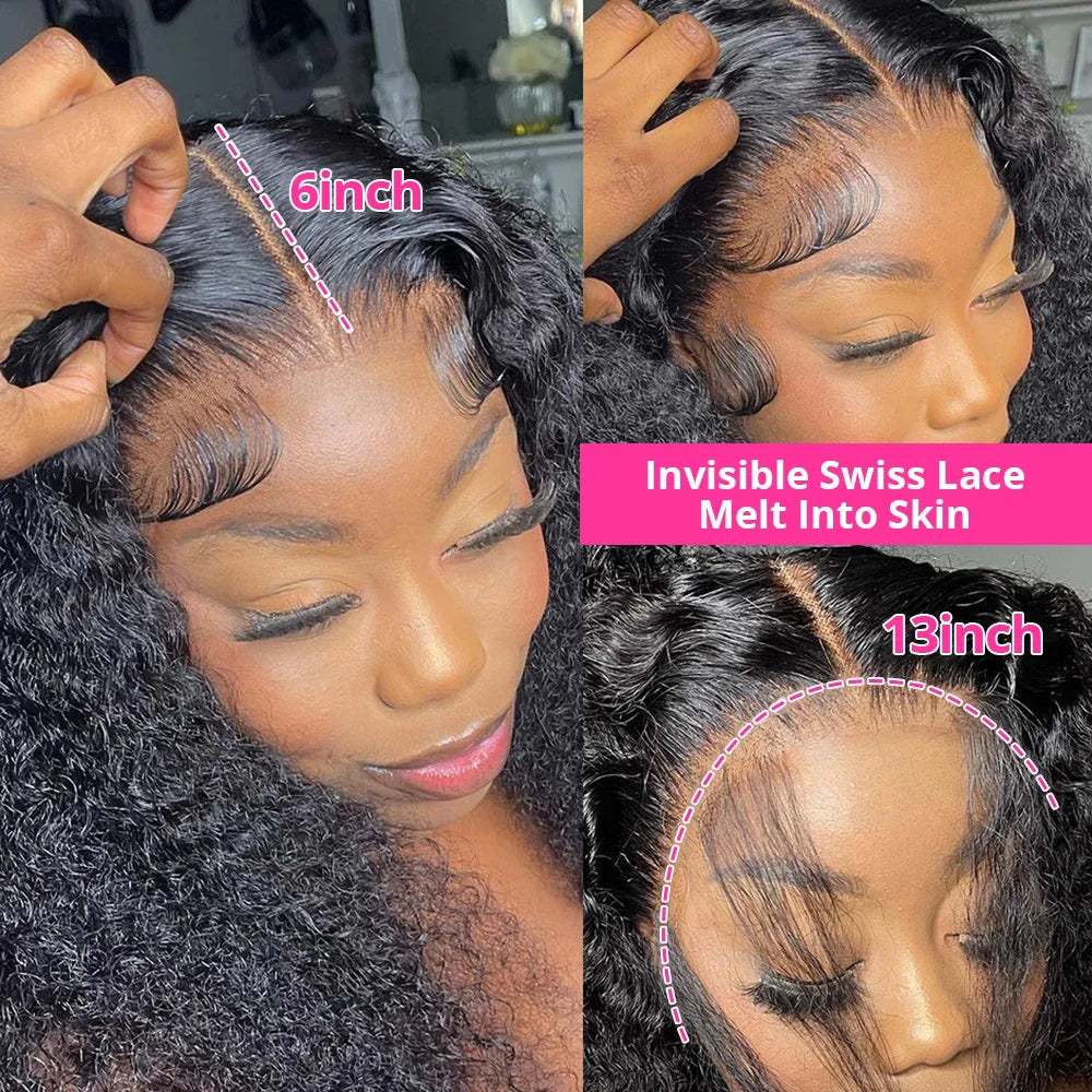 300% Deep Wave Frontal Wig 13x6 HD Lace Frontal Wigs For Women Brazilian Water Wave 13x4 HD Curly Lace Front Human Hair Wig