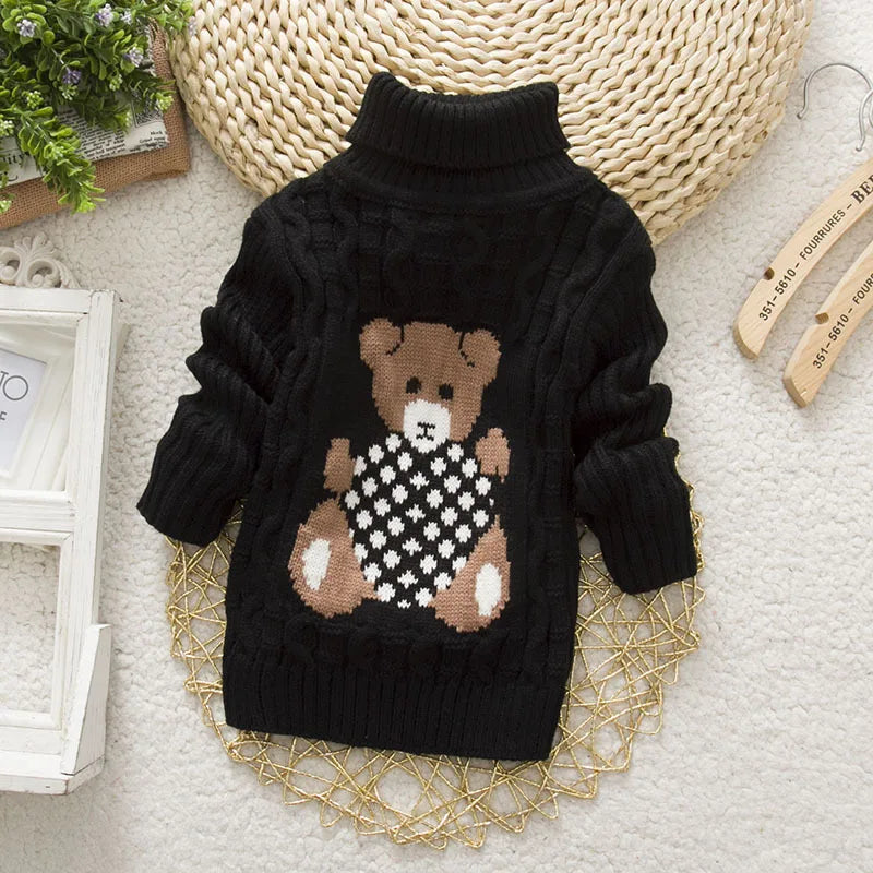 Children Clothing Kid Boys Cartoon Bear Sweater, Girls Pullover Tops Winter Warm Wear