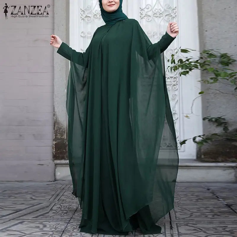 Women's Chiffon Abaya with Long Sleeves - Stylish, Hijab