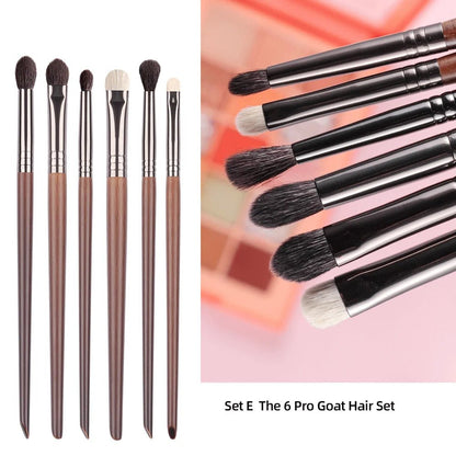 2/6-Piece Ultra Soft Makeup Eye Shadow Brush Set with Goat Hair