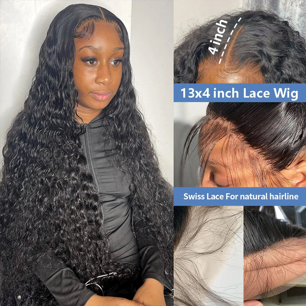 "exclusive limited  time offer" black curly lace front wigs | Deep Kinky Curly Brazilian Human Hair HD Lace Wig for Women