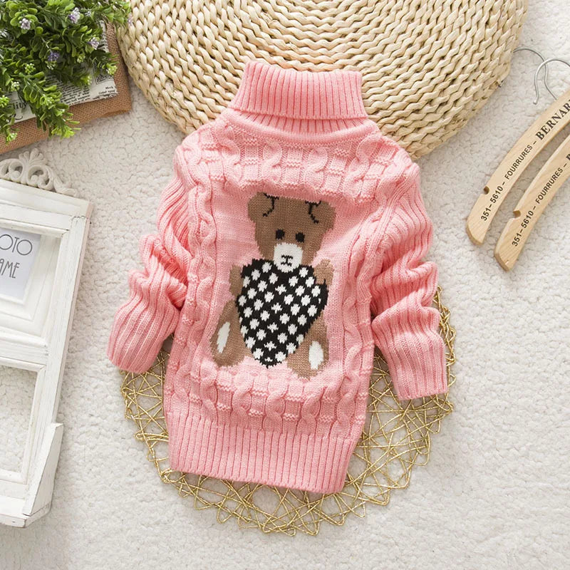 Children Clothing Kid Boys Cartoon Bear Sweater, Girls Pullover Tops Winter Warm Wear