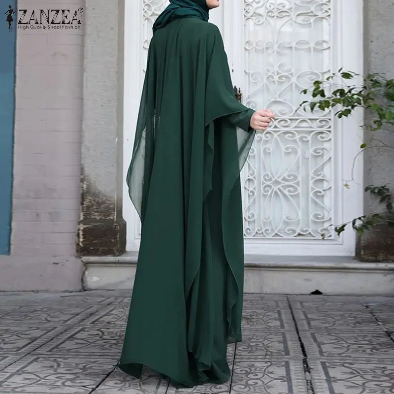 Women's Chiffon Abaya with Long Sleeves - Stylish, Hijab