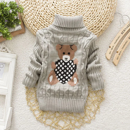 Children Clothing Kid Boys Cartoon Bear Sweater, Girls Pullover Tops Winter Warm Wear