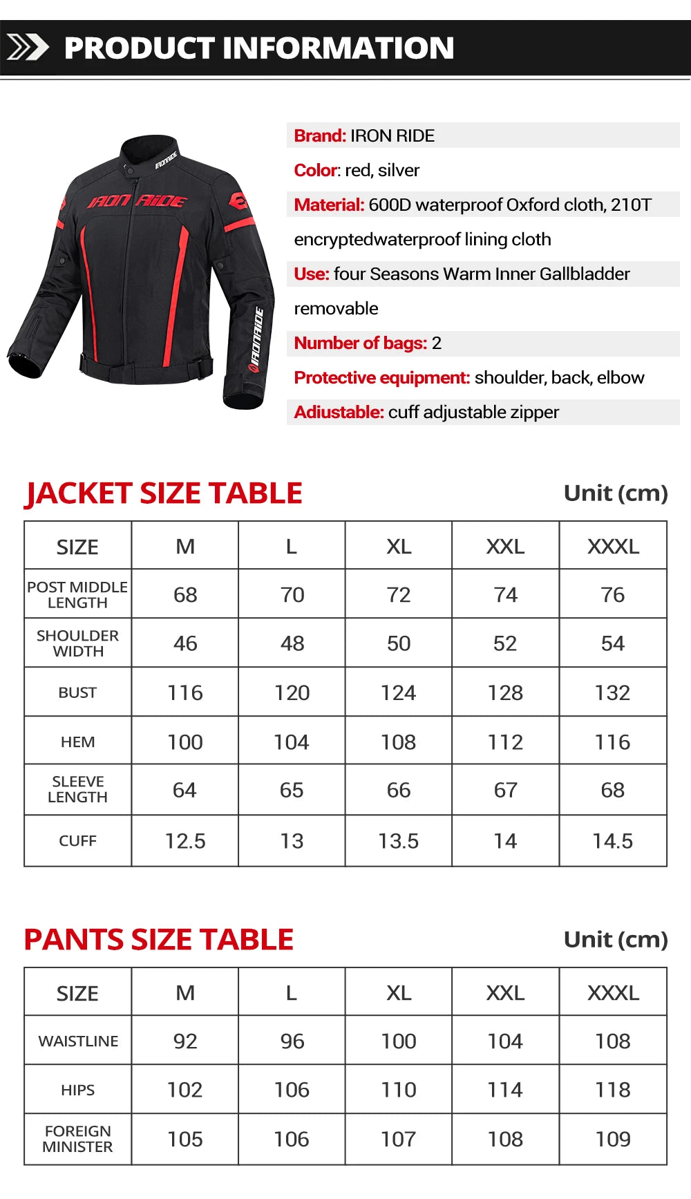 Waterproof Reflective Motorcycle Jacket & Pants Suit – Premium Unisex Biker Gear for Racing & Motocross