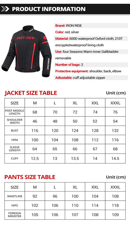 Waterproof Reflective Motorcycle Jacket & Pants Suit – Premium Unisex Biker Gear for Racing & Motocross