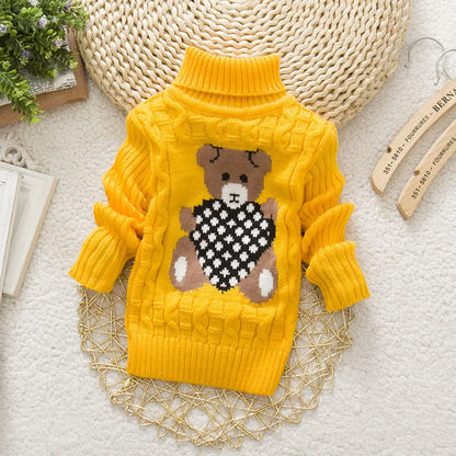 Children Clothing Kid Boys Cartoon Bear Sweater, Girls Pullover Tops Winter Warm Wear