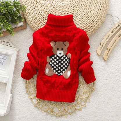 Children Clothing Kid Boys Cartoon Bear Sweater, Girls Pullover Tops Winter Warm Wear