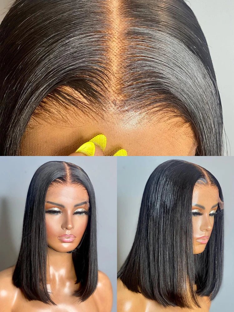 13x4 Transparent Lace Front Glueless Remy Straight Bob Wig for Black Women