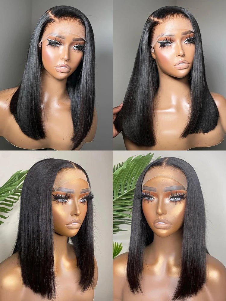 13x4 Transparent Lace Front Glueless Remy Straight Bob Wig for Black Women