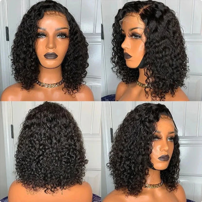 Brazilian Loose Deep Wave 13x4 Lace Frontal Bob Wig - 200% Density, Remy Human Hair, Transparent Swiss Lace