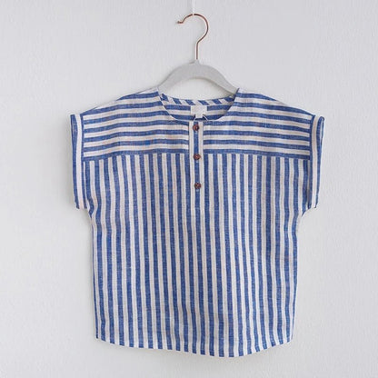 Bobyjee Boys Striped Casual T-Shirt – Trendy Cotton-Linen Blend for Ages 1-6