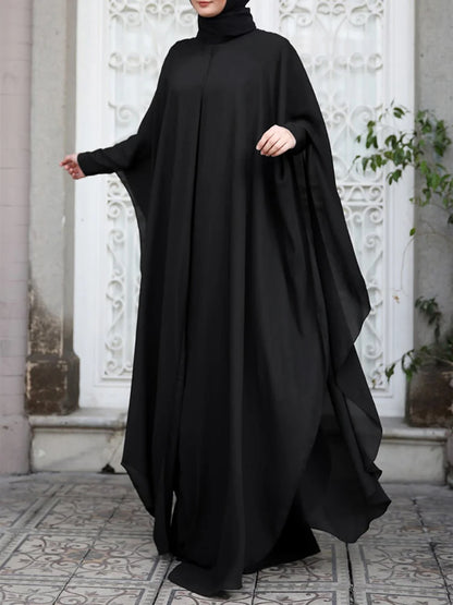 Women's Chiffon Abaya with Long Sleeves - Stylish, Hijab